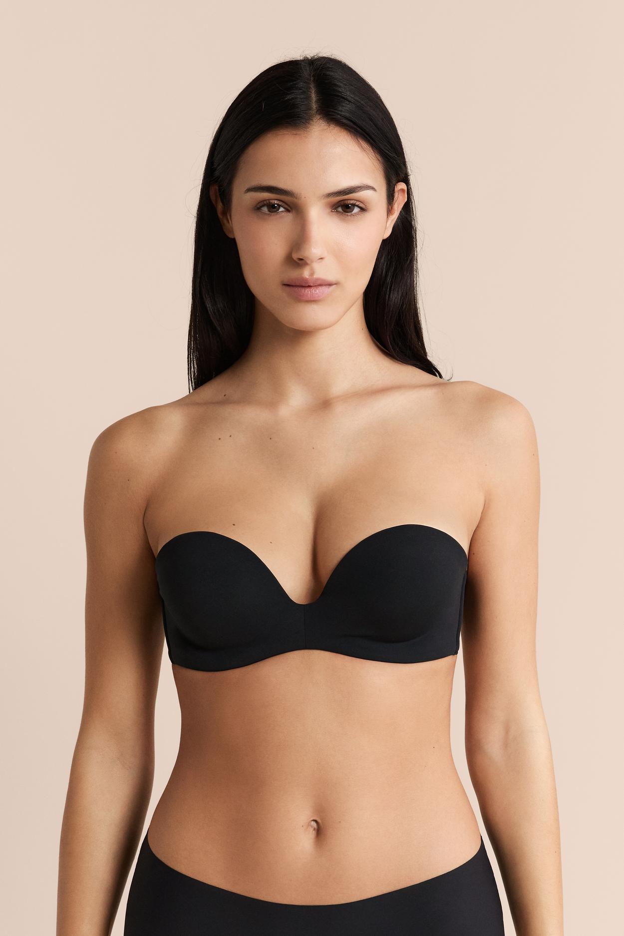 Biustonosz bandeau push-up z mikrofibry