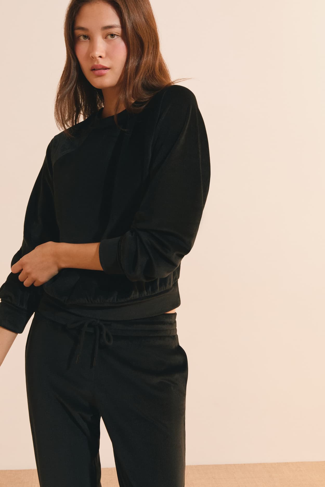 Bluza piżamowa z prążkowanego materiału