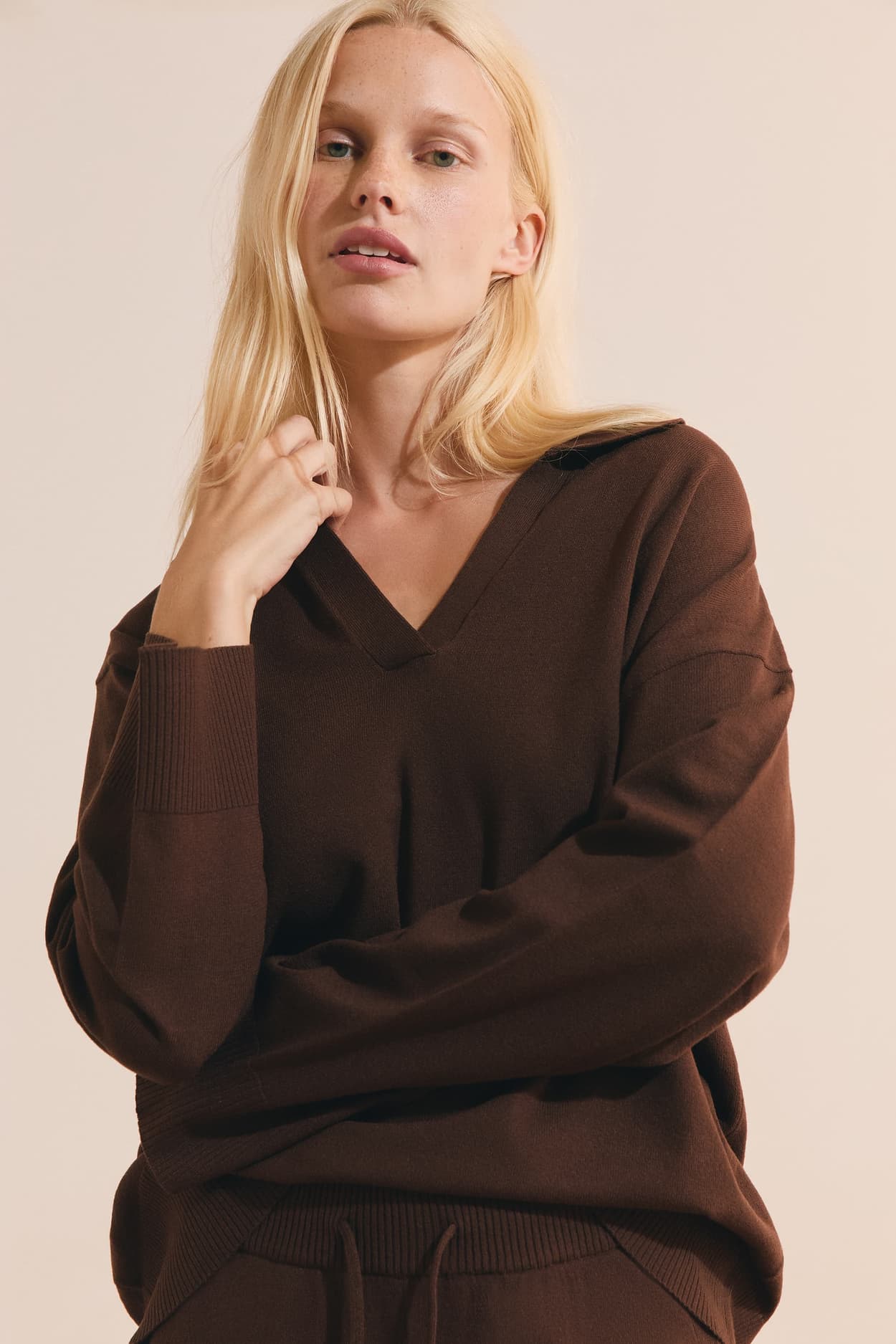 Sweter piżamowy z kołnierzykiem polo