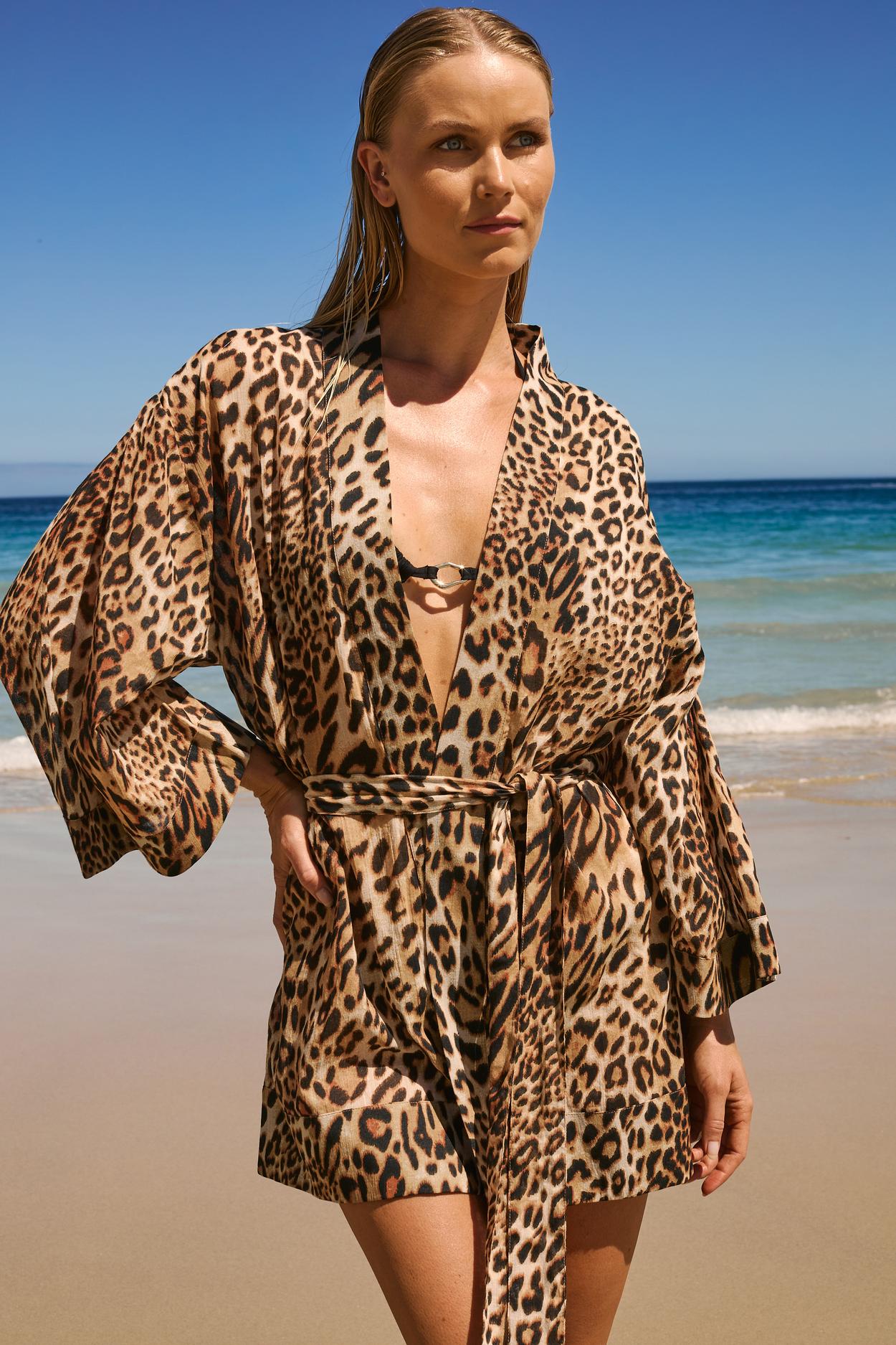 Bawełniany kimono w panterkę